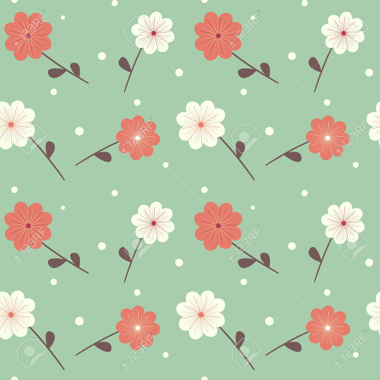 Cute Colorful Flowers Seamless Pattern Oriental Background Illustration Royalty Free Cliparts Vectors And Stock Illustration Image