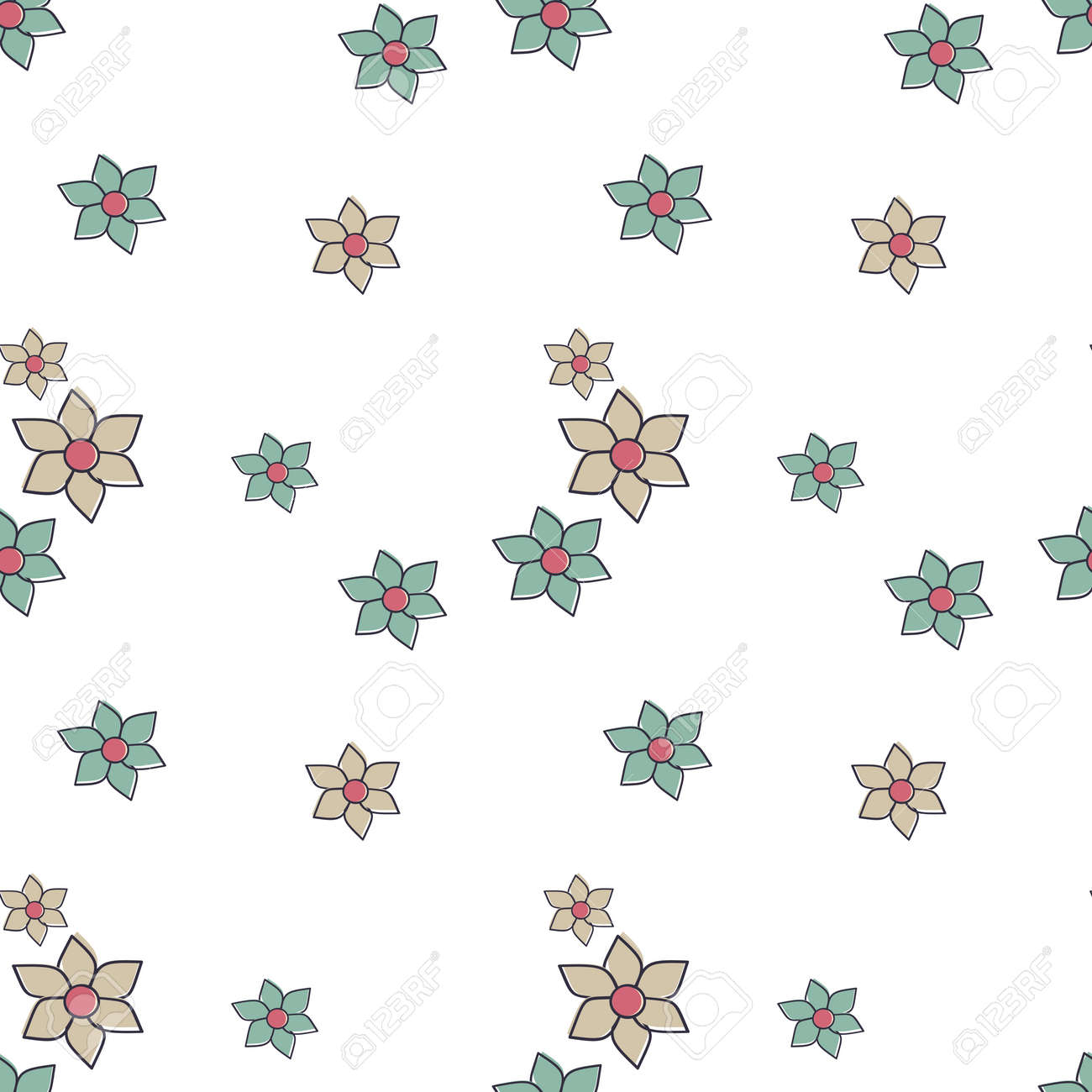 かわいい小さな素敵な抽象的な花のシームレスなパターン ベクトルの背景イラストのイラスト素材 ベクタ Image