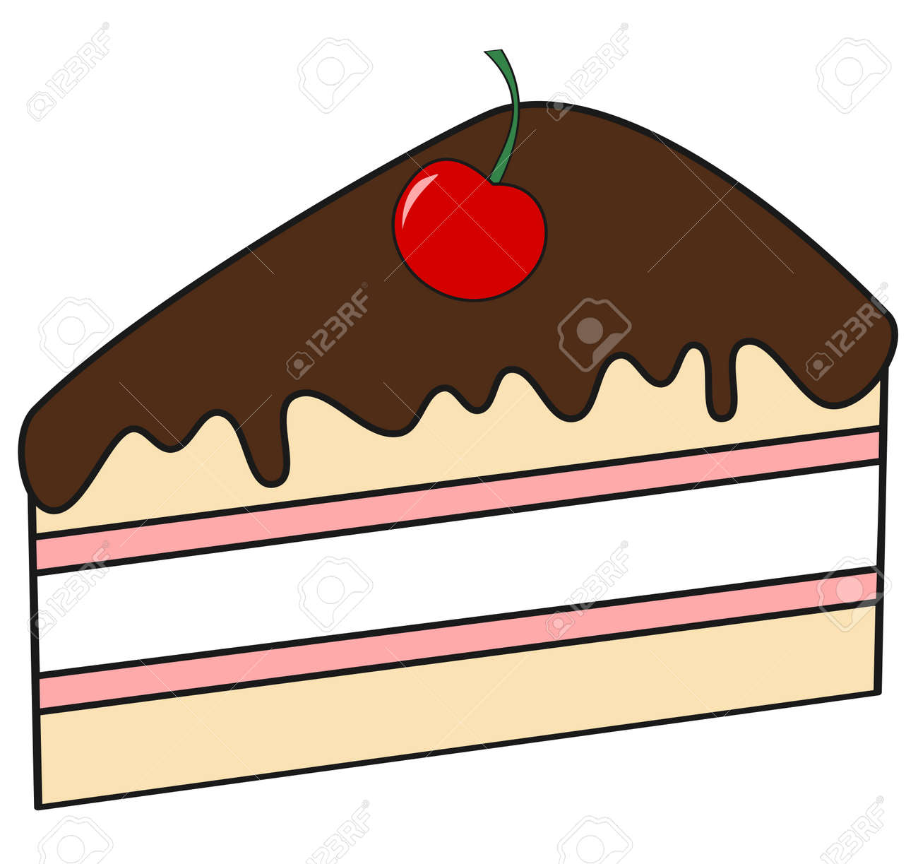 チョコレートとチェリーのベクトル イラスト ケーキのスライスをかわいい漫画のイラスト素材 ベクタ Image チョコレートとチェリーのベクトル イラスト ケーキのスライスをかわいい漫画のイラスト素材 ベクタ Image
