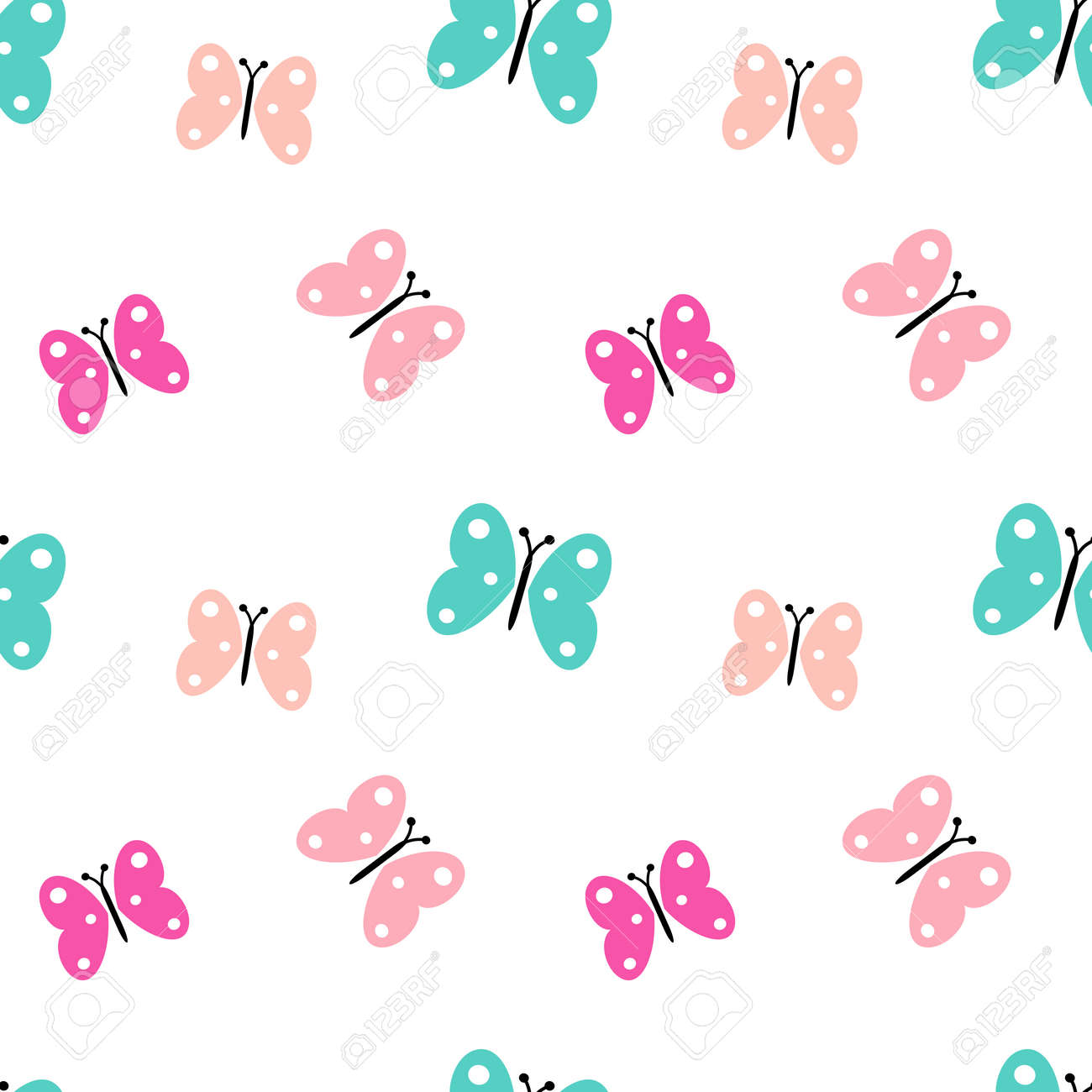Vector Background Pattern Colorful Cute Butterflies Seamless