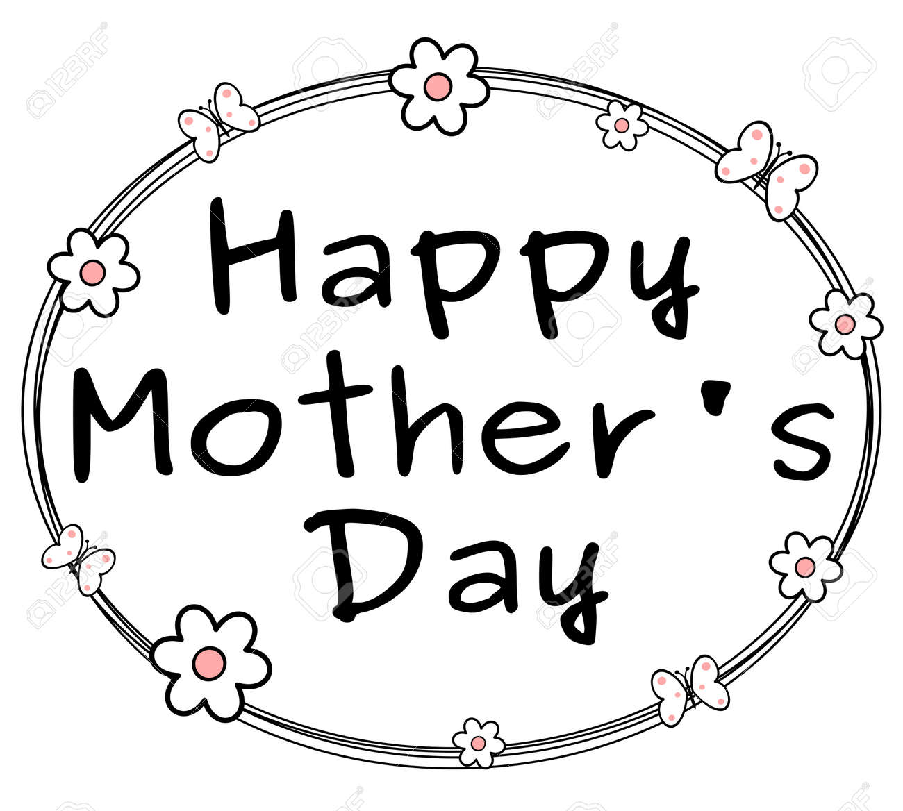 Cute Black White Pink Happy Mother S Day Background With Daisy Royalty Free Cliparts Vectors And Stock Illustration Image