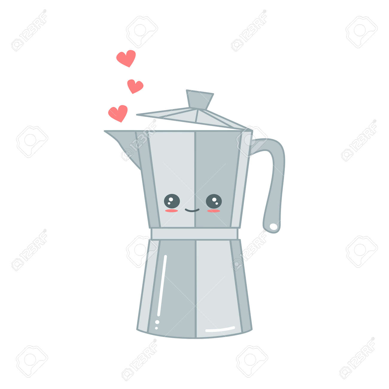 Cute Cartoon Coffee Mocha Pot Vector Illustration Isolated On Royalty Free Cliparts Vectors And Stock Illustration Image 119467886