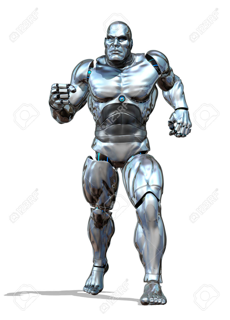 a strong and powerful robot is ready for action 3d render stock