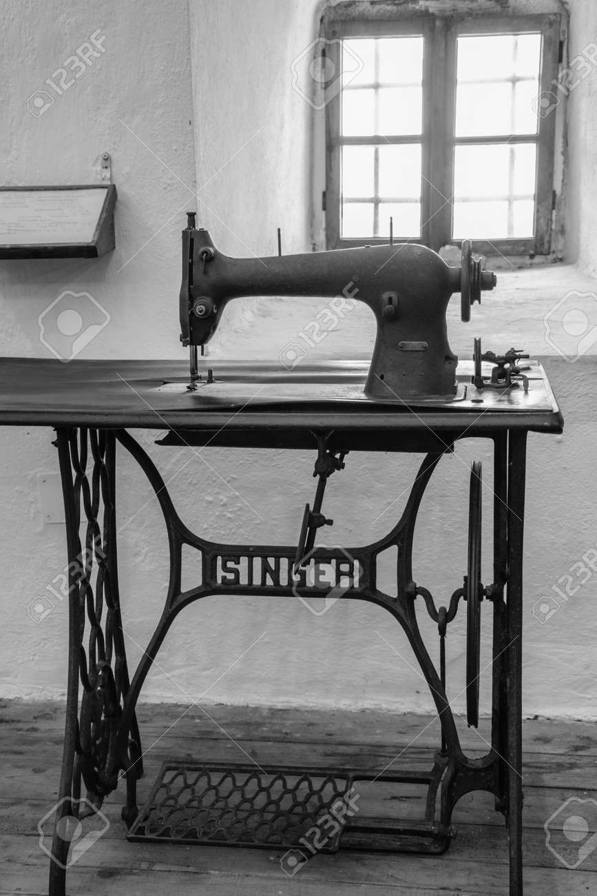 An Antique Manual Singer Treadle Sewing Machine Stock Photo