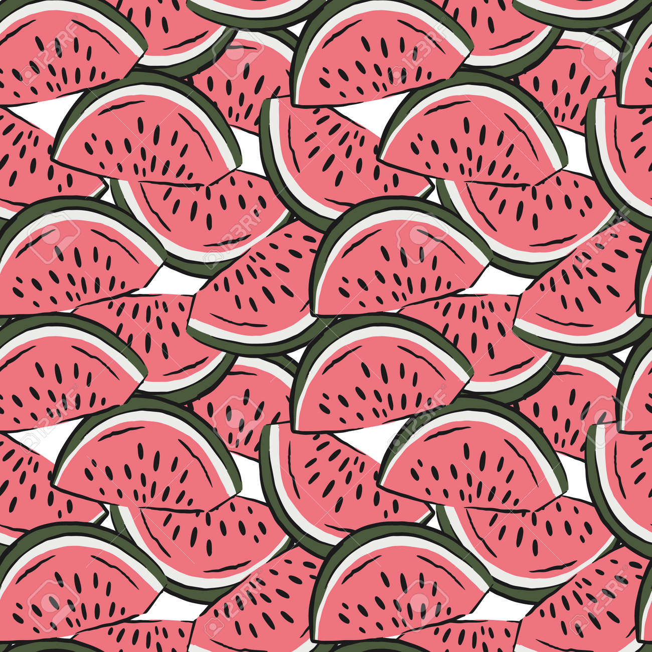 watermelon slices pattern on blue striped background. fruit background. Summer textile print on white background. - 154728217 watermelon slices pattern on blue striped background. fruit background. Summer textile print on white background. - 154728217