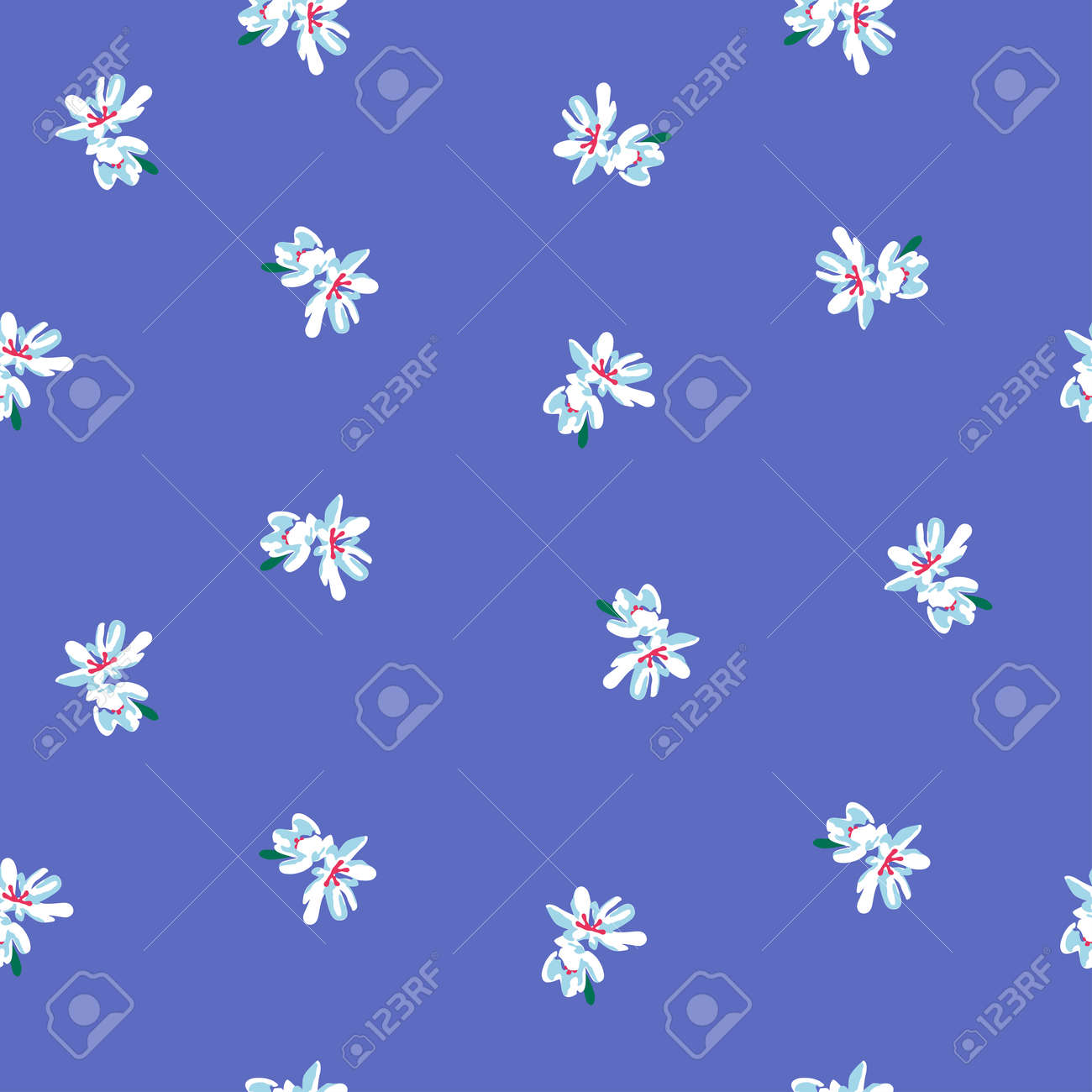 Vector seamless pattern with simple doodle flowers on dark blue background. Perfect for fabric, wrapping, wallpaper - 158589872 Vector seamless pattern with simple doodle flowers on dark blue background. Perfect for fabric, wrapping, wallpaper - 158589872