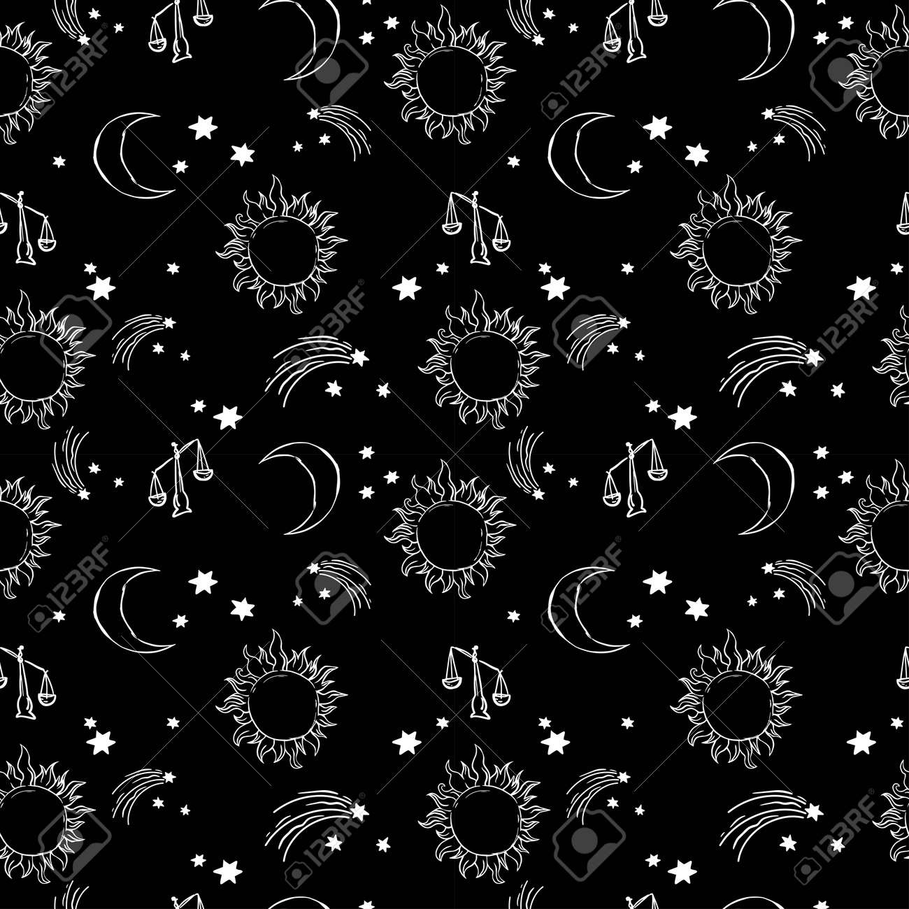 alchemy mystic pattern with moon and sun and stars. cosmic sky. perfect for textile, wrapping paper. - 158589882 alchemy mystic pattern with moon and sun and stars. cosmic sky. perfect for textile, wrapping paper. - 158589882