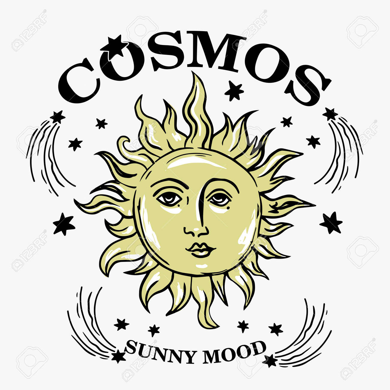 alchemy mystic illustration with sun and text. perfect for t shirt print, cover. - 158589883 alchemy mystic illustration with sun and text. perfect for t shirt print, cover. - 158589883
