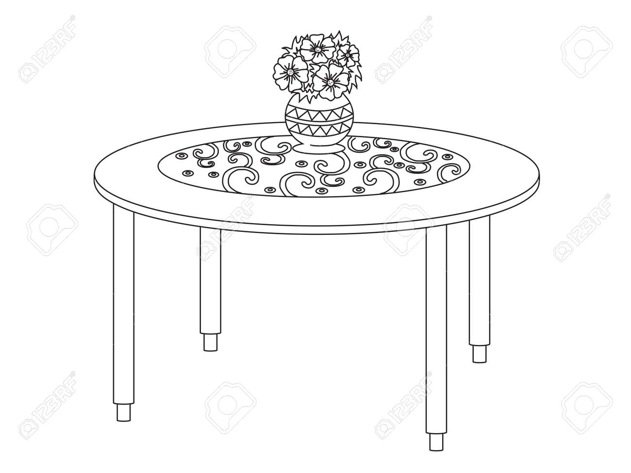 Round Table And White Background Vector Illustration Royalty Free Cliparts Vectors And Stock Illustration Image