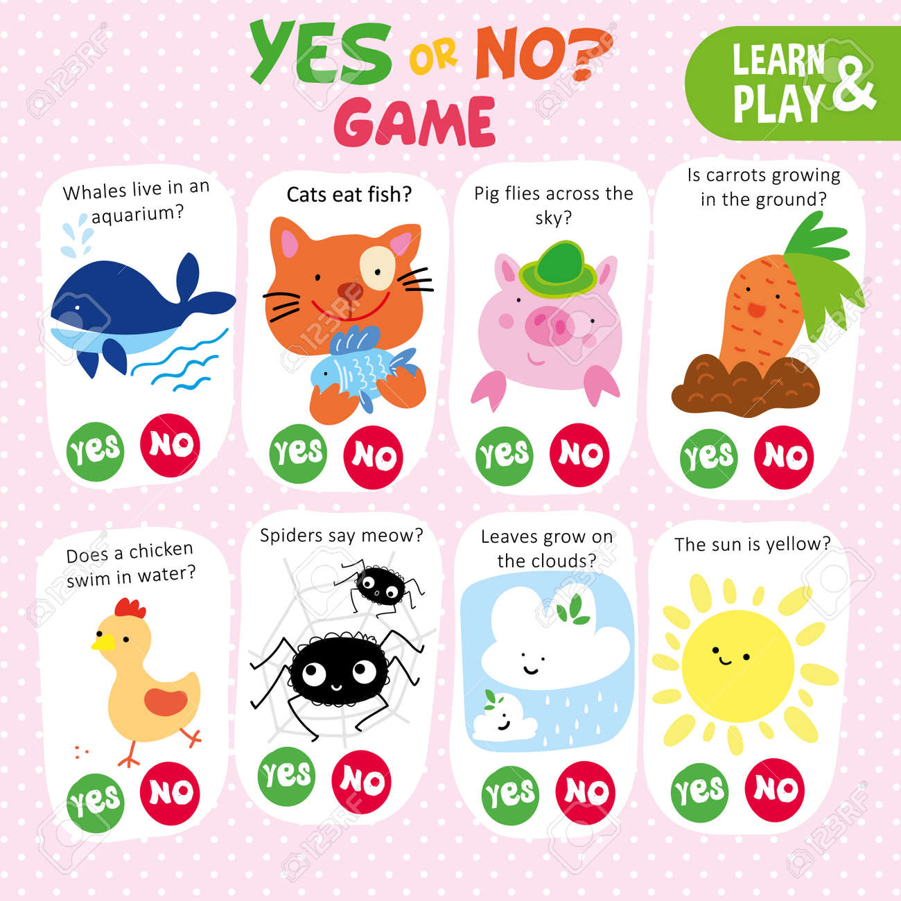 logic kid task answer question printable worksheet yes or no game learn preschool child education activity children study and play brain lesson flat cartoon vector illustration royalty free svg cliparts vectors and
