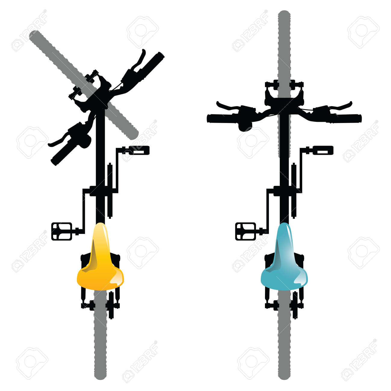 Bike Illustration Of A Top View Of Generic Bicycles Isolated On A White Background Royalty Free Cliparts Vectors And Stock Illustration Image