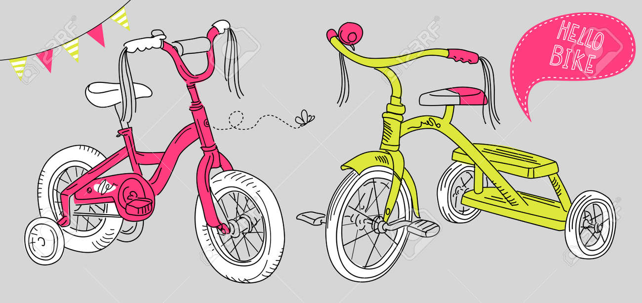 子供の自転車 女の子の自転車 三輪車 のイラスト素材 ベクタ Image 子供の自転車 女の子の自転車 三輪車 のイラスト素材 ベクタ Image