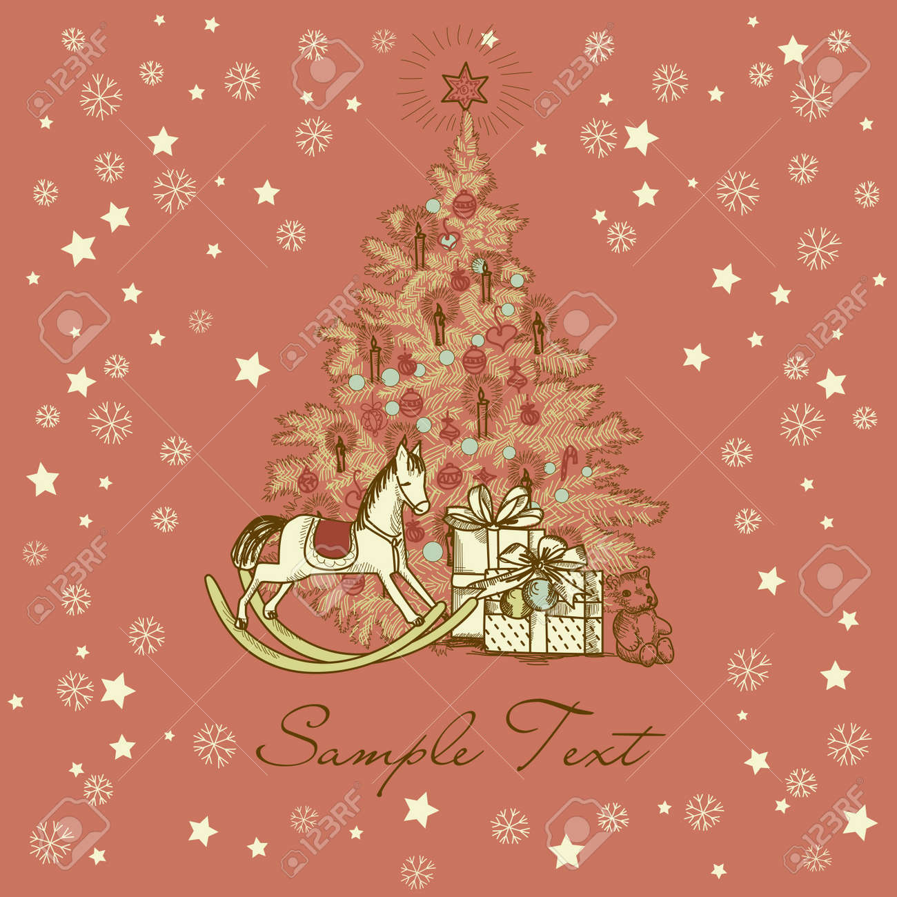 vintage christmas card beautiful christmas tree illustration free beautiful christmas cards