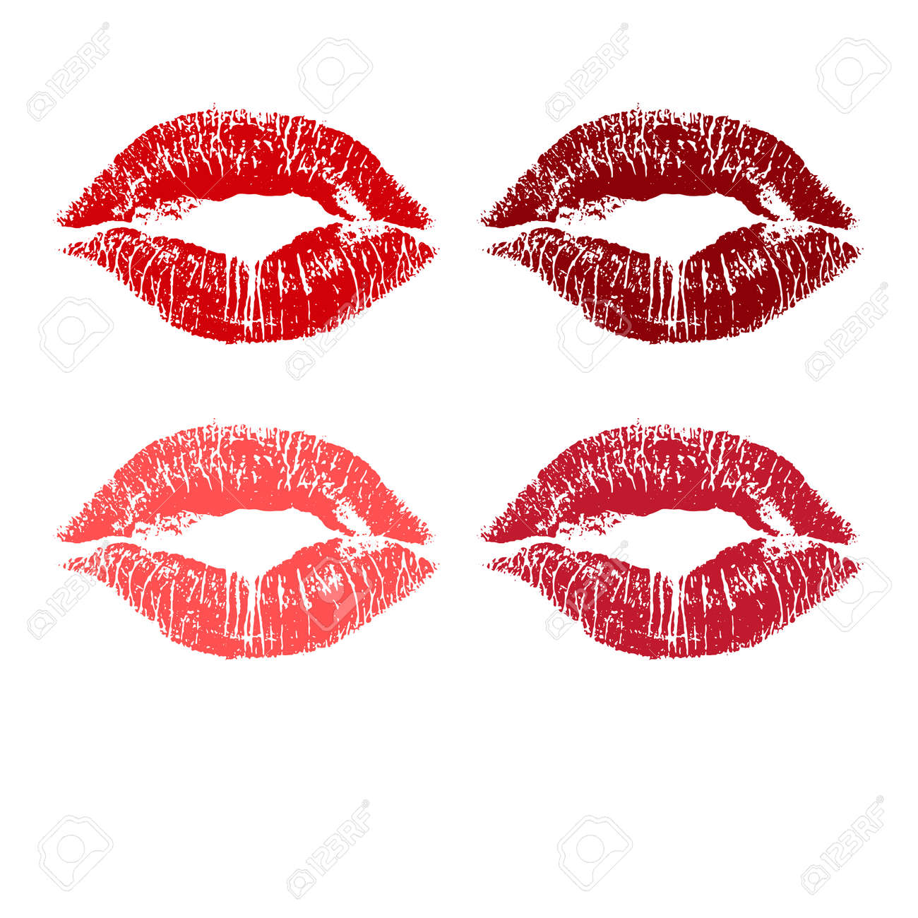 ピンクの唇のセットです 白い背景の上の図 の写真素材 画像素材 Image