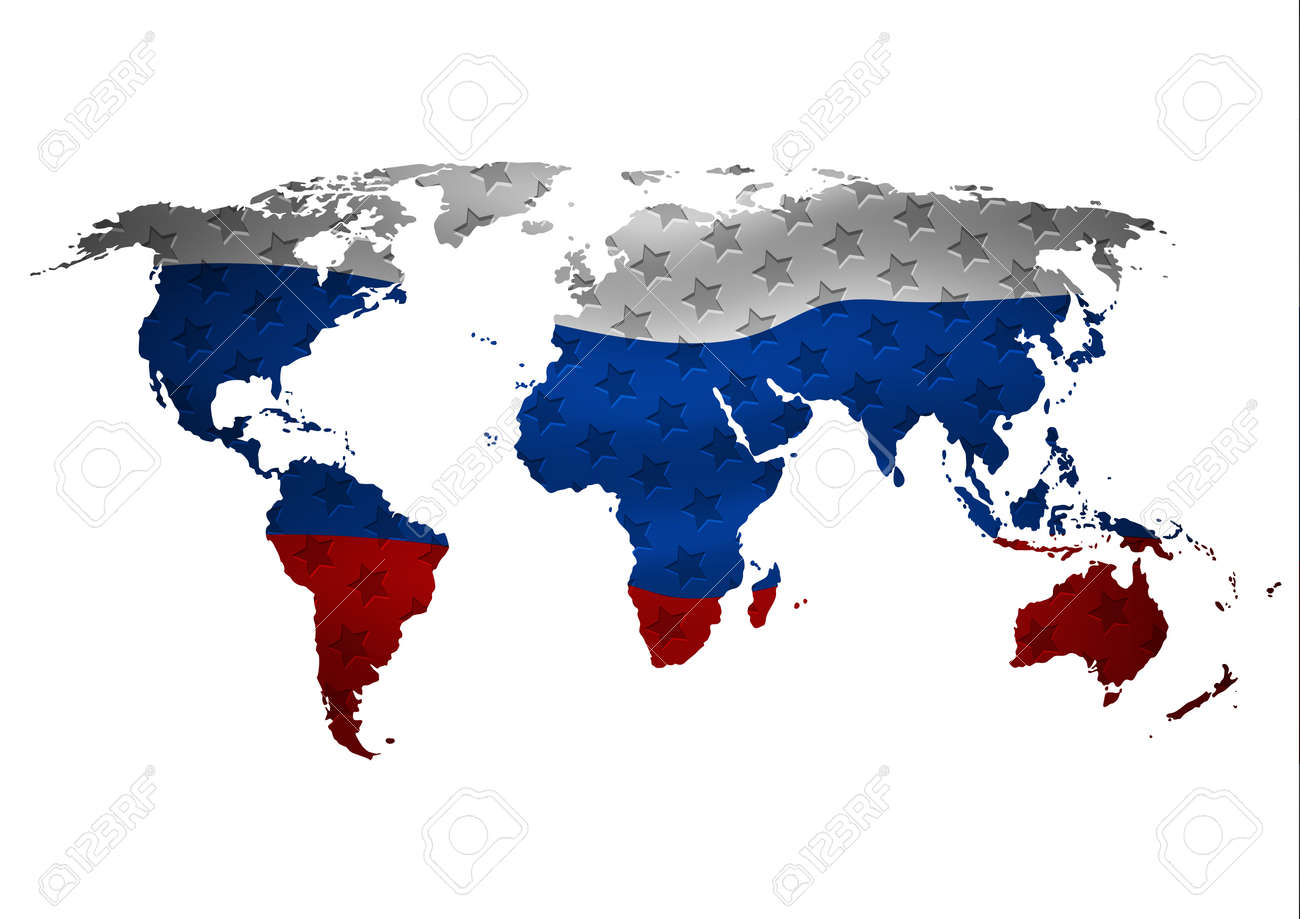 すべての州の旗と世界地図 の写真素材 画像素材 Image