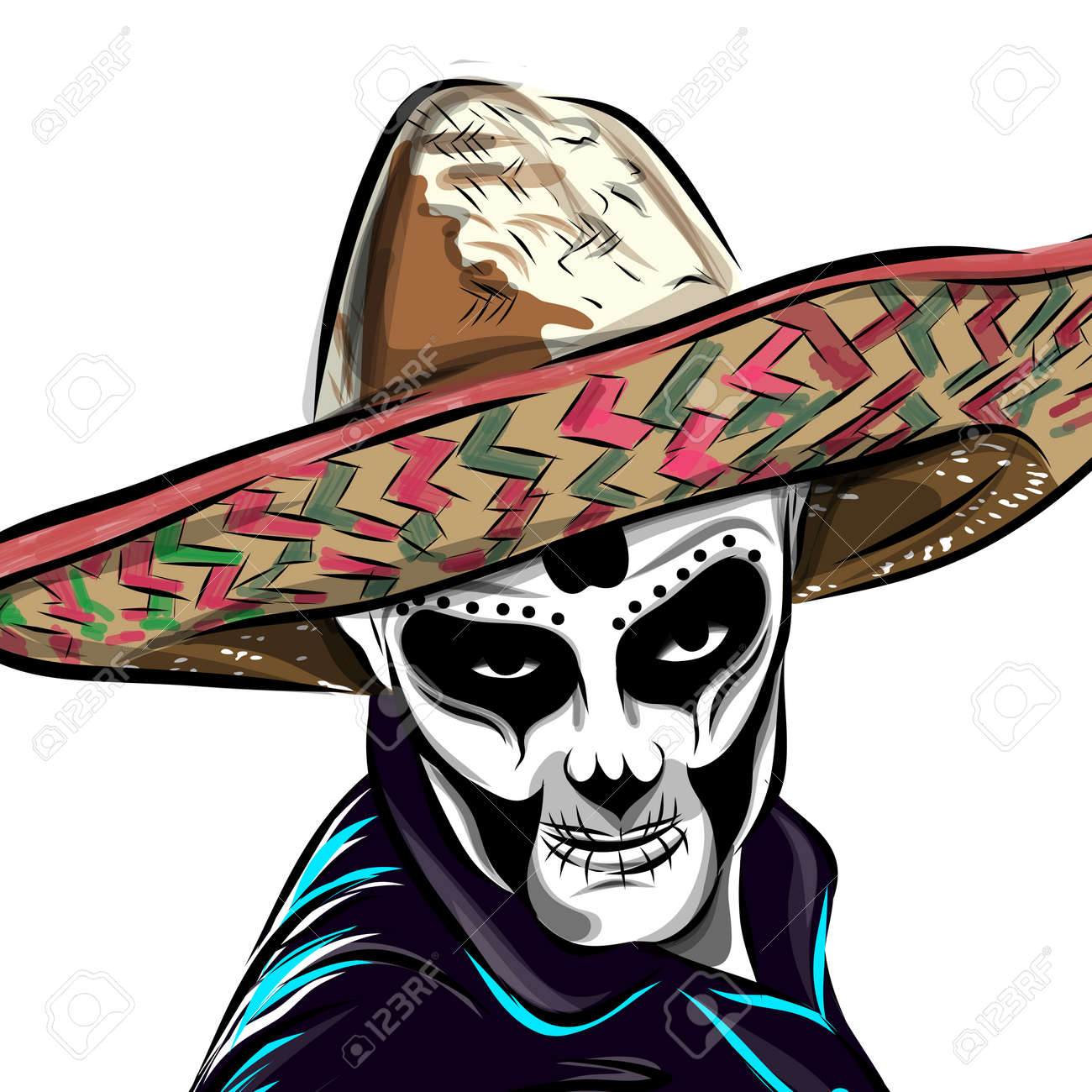 死んだ砂糖頭蓋骨男ベクトルの日 メキシコ スカル 死者の頭蓋骨の日 Dia デ ロス ムエルトス スカル イラスト ベクトル イラスト のイラスト素材 ベクタ Image