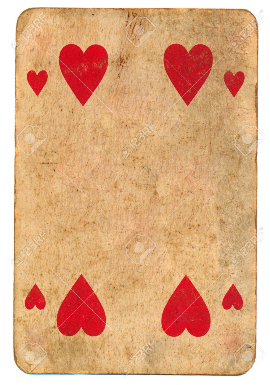 心のアンティーク トランプ使用用紙の背景白で隔離 の写真素材 画像素材 Image