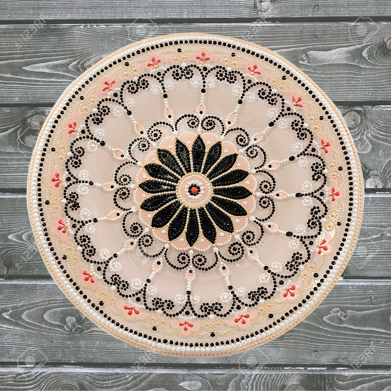Hand painted mandala style decorative plate