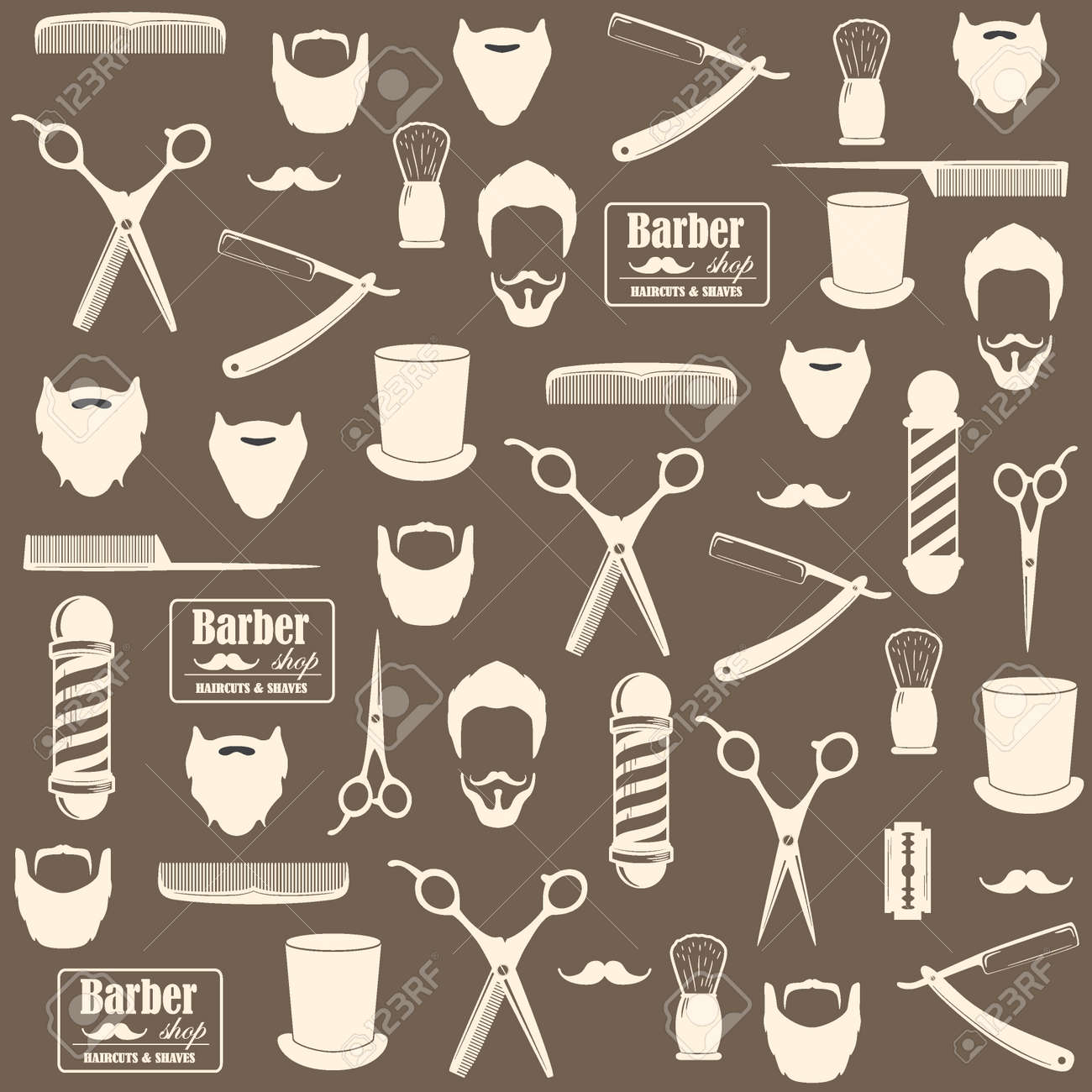 Barber Shop Vintage Seamless Pattern Decorative Wallpaper For Royalty Free Cliparts Vectors And Stock Illustration Image 108752637