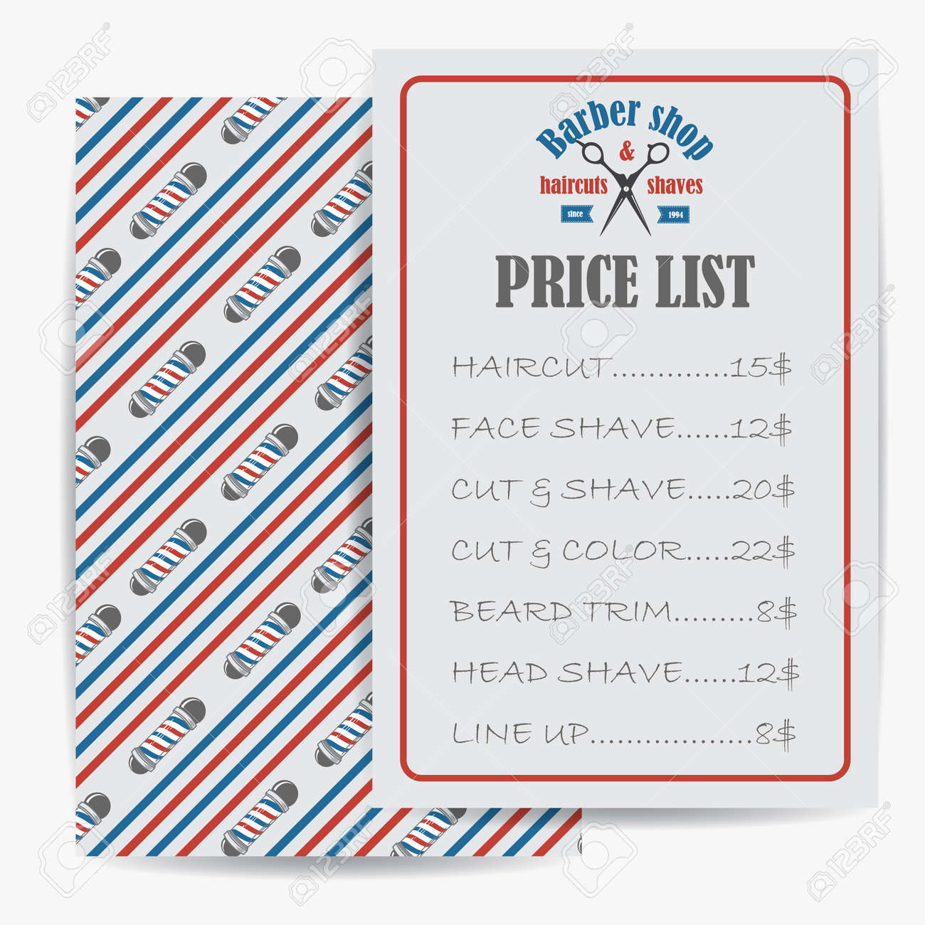 Barber Shop Price Or Brochure List With Prices At The Hairstyles