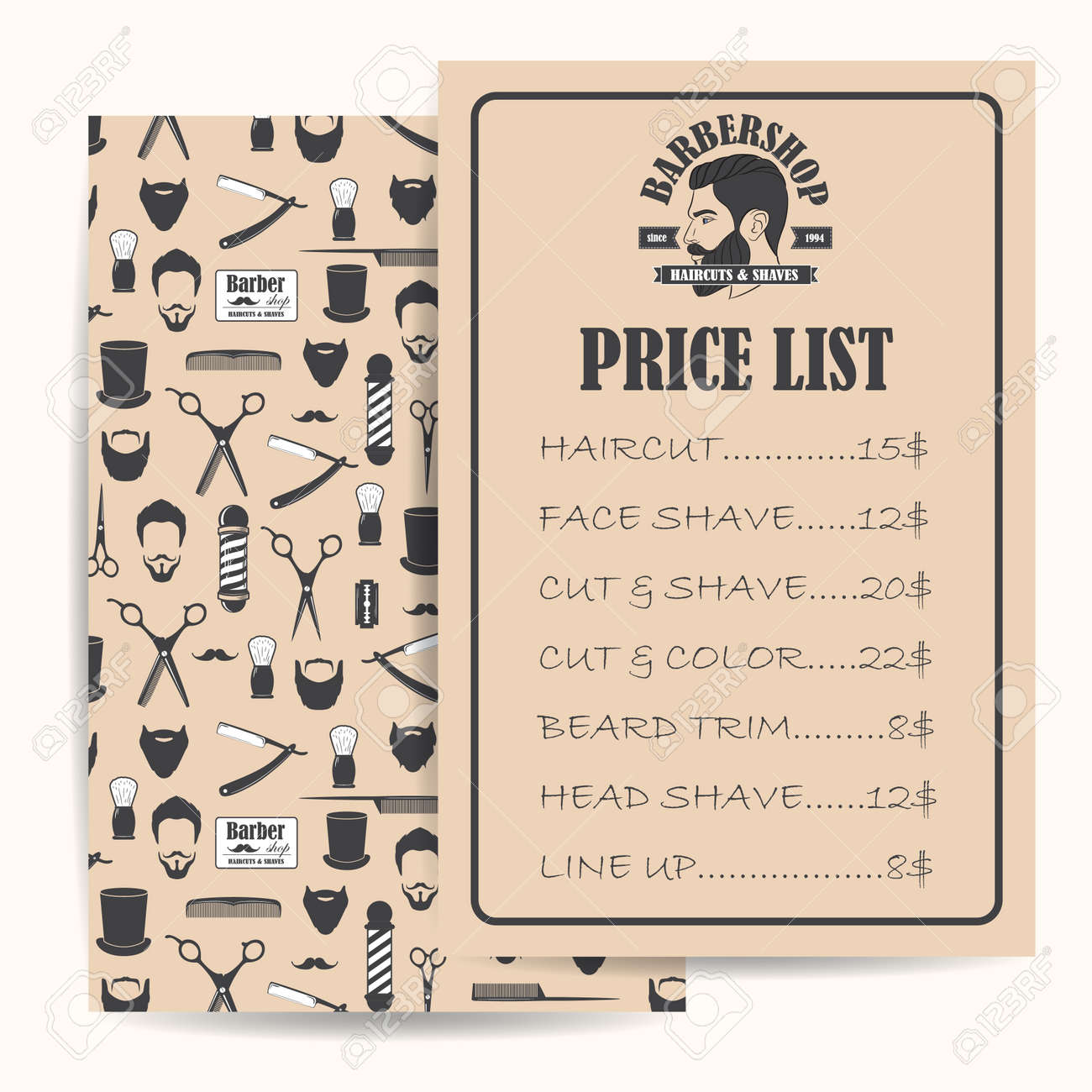 Barber Shop Price Or Brochure List With Prices At The Hairstyles