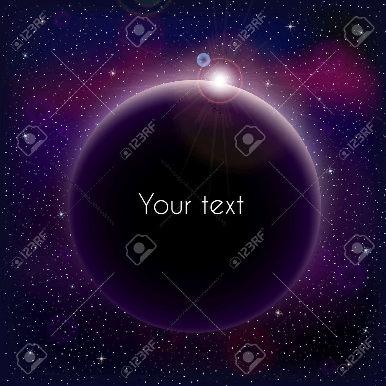 frame with background universe with stars nebula planet and