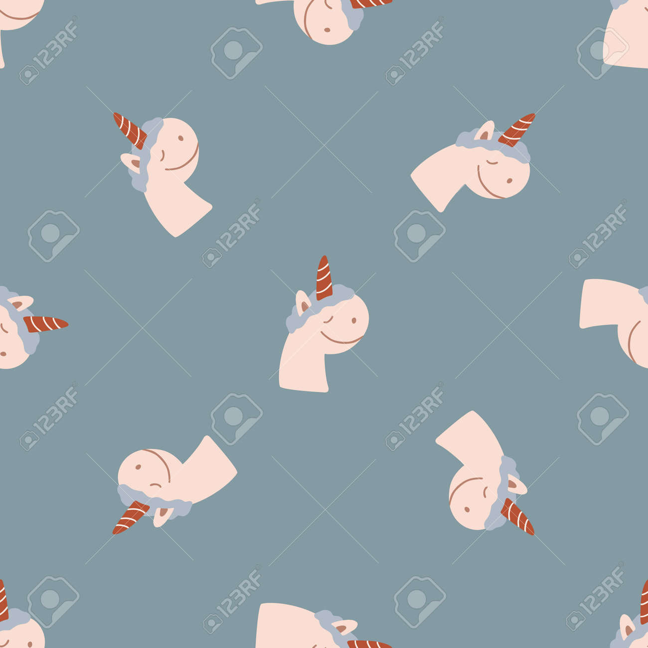 Seamless pattern for children with unicorn. Pastel colors. For printing on paper and fabric. Vector illustration - 130864608 Seamless pattern for children with unicorn. Pastel colors. For printing on paper and fabric. Vector illustration - 130864608