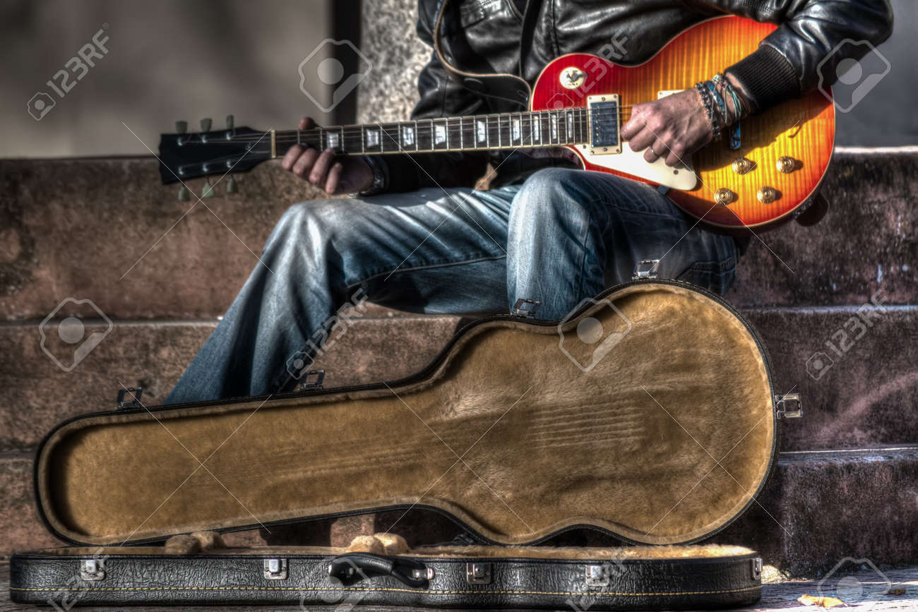 guitar player with an open guitar case in hdr - 38151532 guitar player with an open guitar case in hdr - 38151532