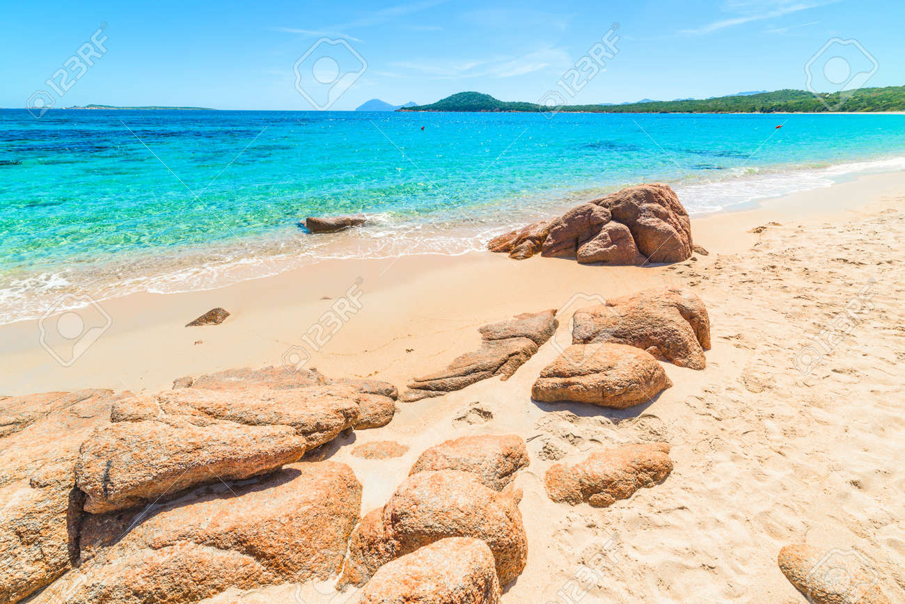Orange Rocks In Liscia Ruja Beach Sardinia