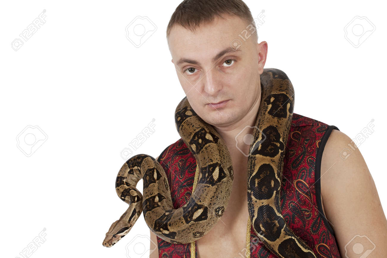 Portrait Of Young Caucasian Man With Boa Snake Stock Photo, Picture and  Royalty Free Image. Image 19407971., image size:1300x867