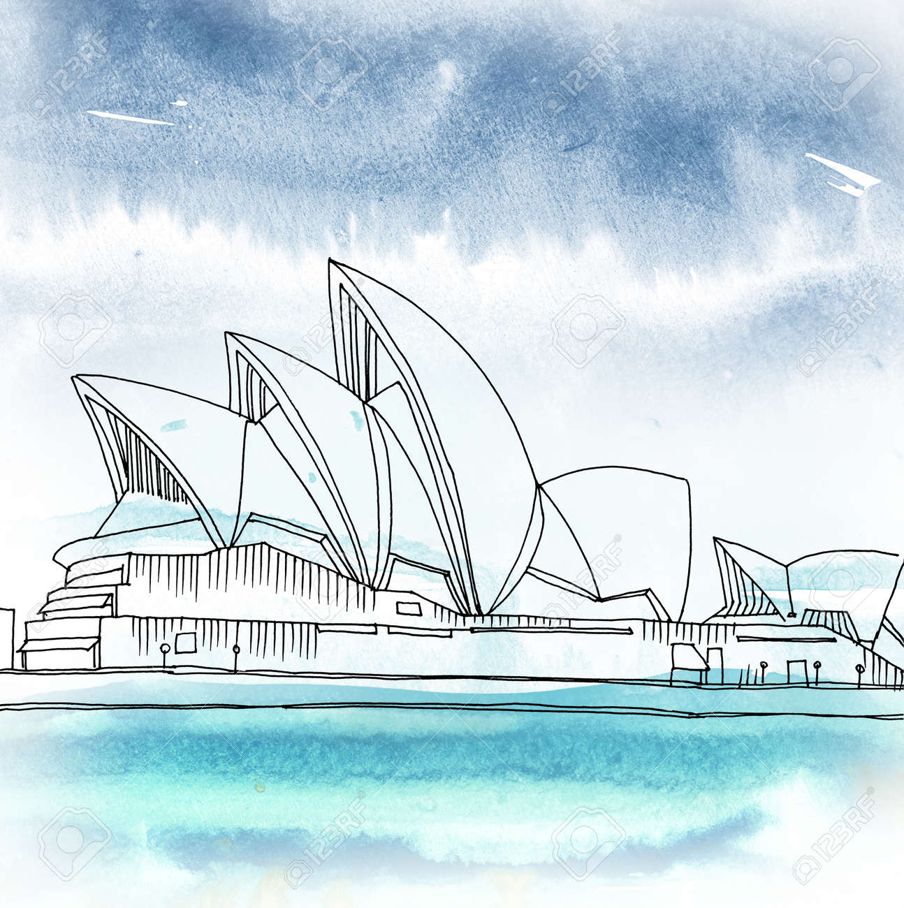 Watercolored イラストのシドニー オペラ ハウス シドニー ニュー サウス ウェールズ オーストラリア の写真素材 画像素材 Image 4150