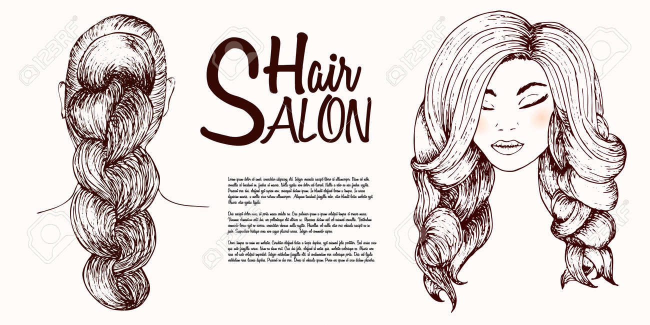Girl With Beautiful Hair Wavy Hair A Hand Drawn Sketch Style