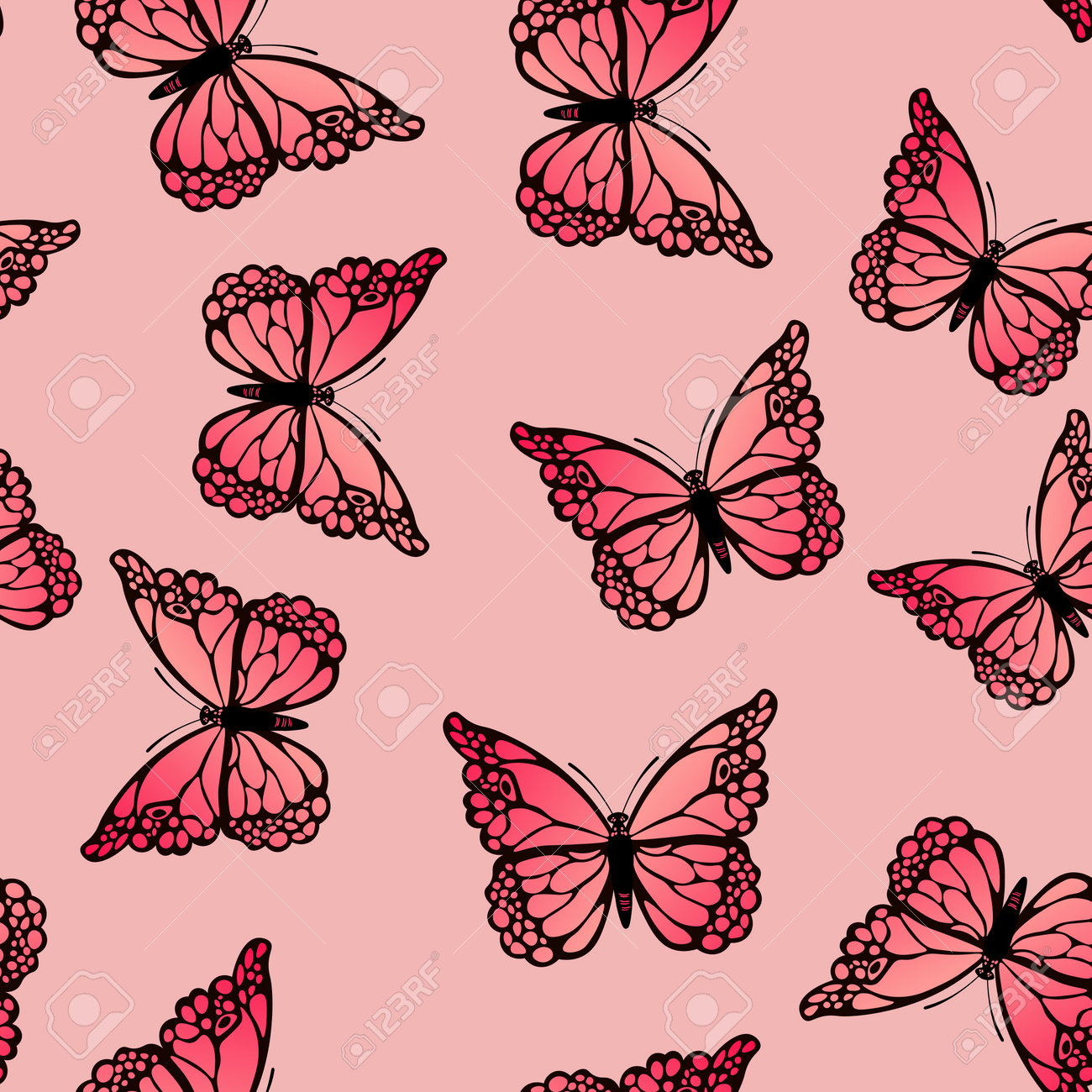 Patrón Sin Fisuras Con Divertidas Mariposas Coloridas Flores Color  Ilustración Vectorial Plana Para Invitación Cartel Tarjeta Textil Tela  Mariposa Diseño Gráfico Imprimir Papel Tapiz Con Motivos Animales De Moda  Ilustraciones svg, vectoriales,