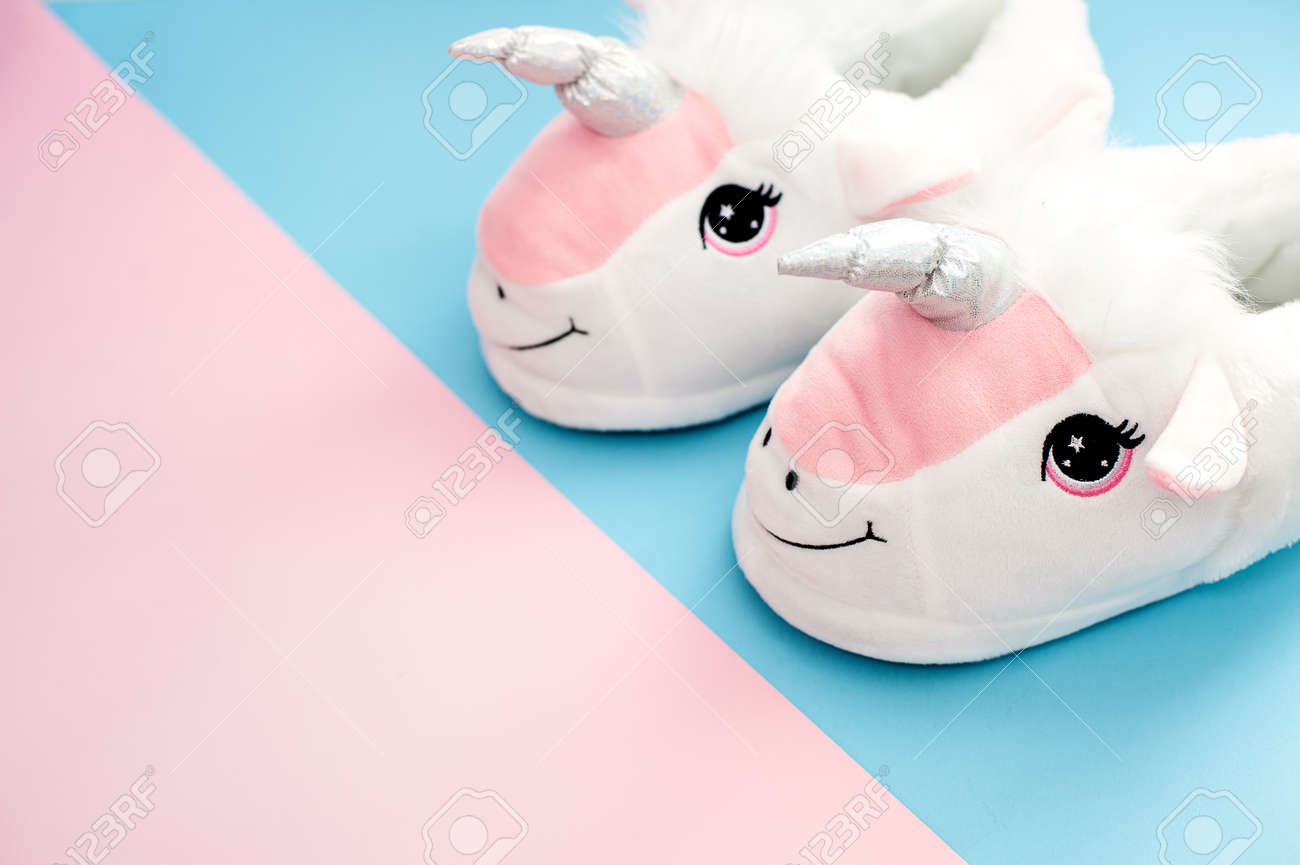 white unicorn slippers