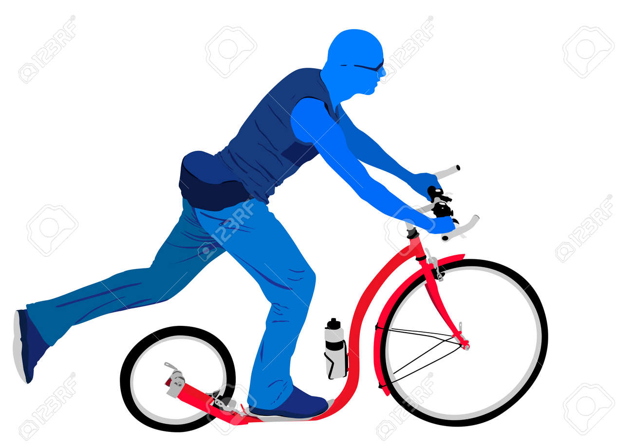 Blue Man Riding Red Kickbike Scooter Stock Vector Blue Man Riding Red Kickbike Scooter Stock Vector