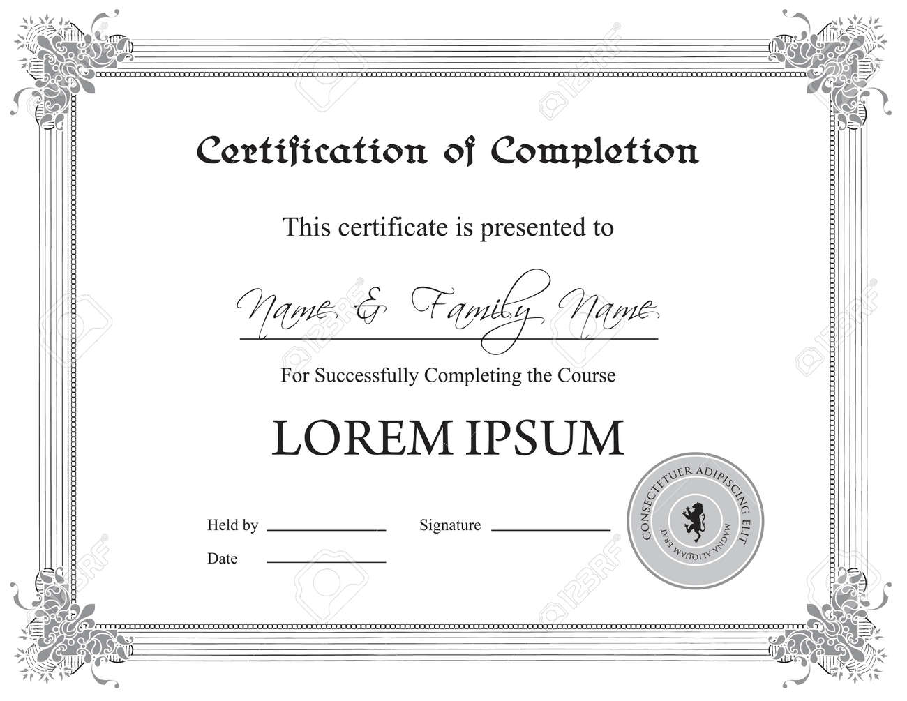 certificate black and white
