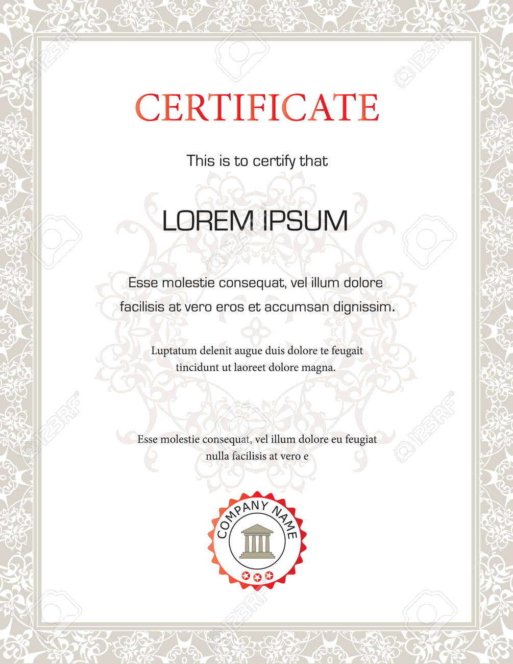 vertical certificate template general purpose royalty free vertical template