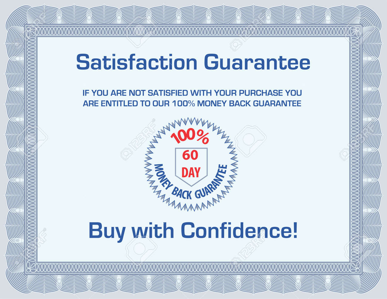 100 Money Back Satisfaction Guarantee Template Blank With Royalty Free Cliparts Vectors And Stock Illustration Image