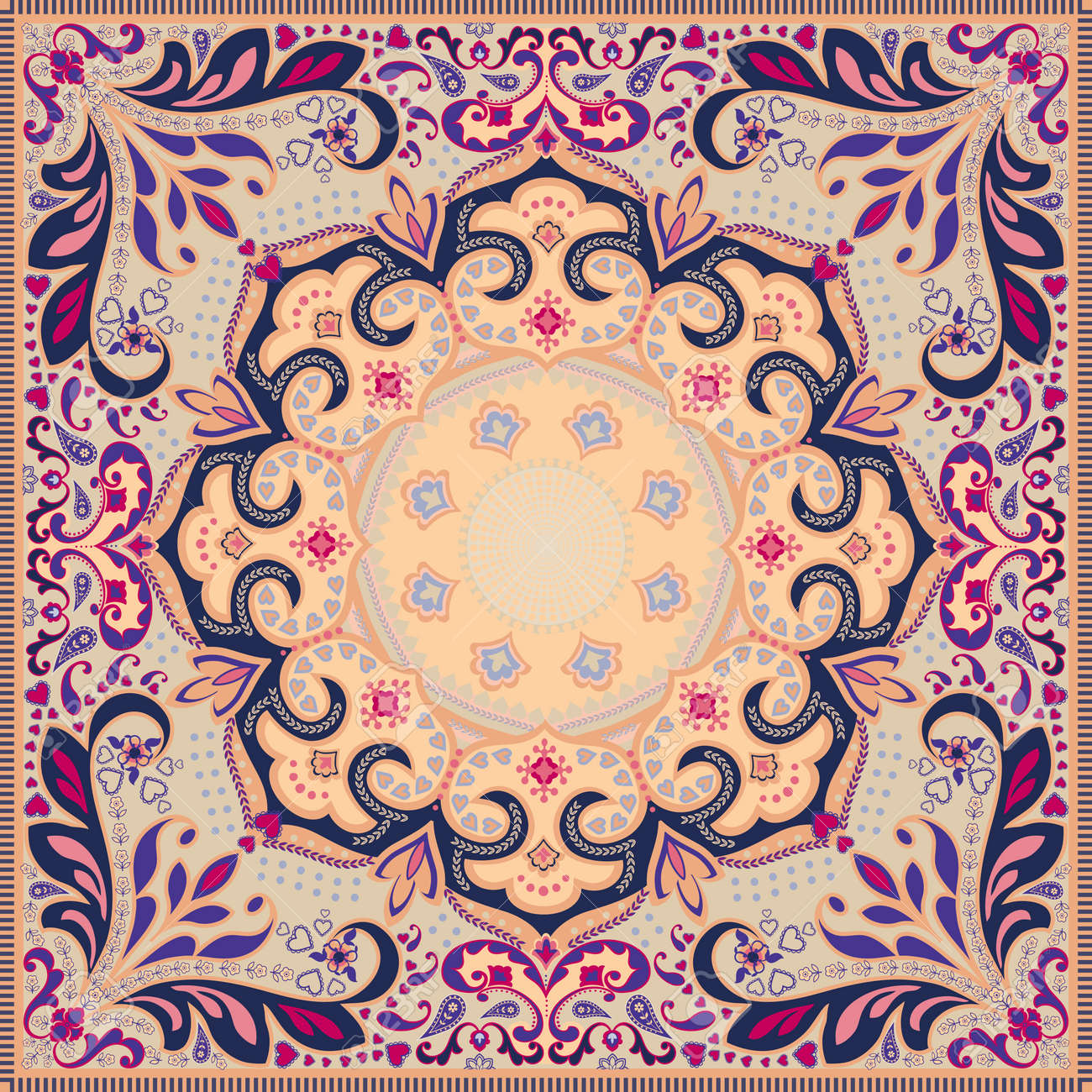 手の込んだスカーフ デザイン のイラスト素材 ベクタ Image