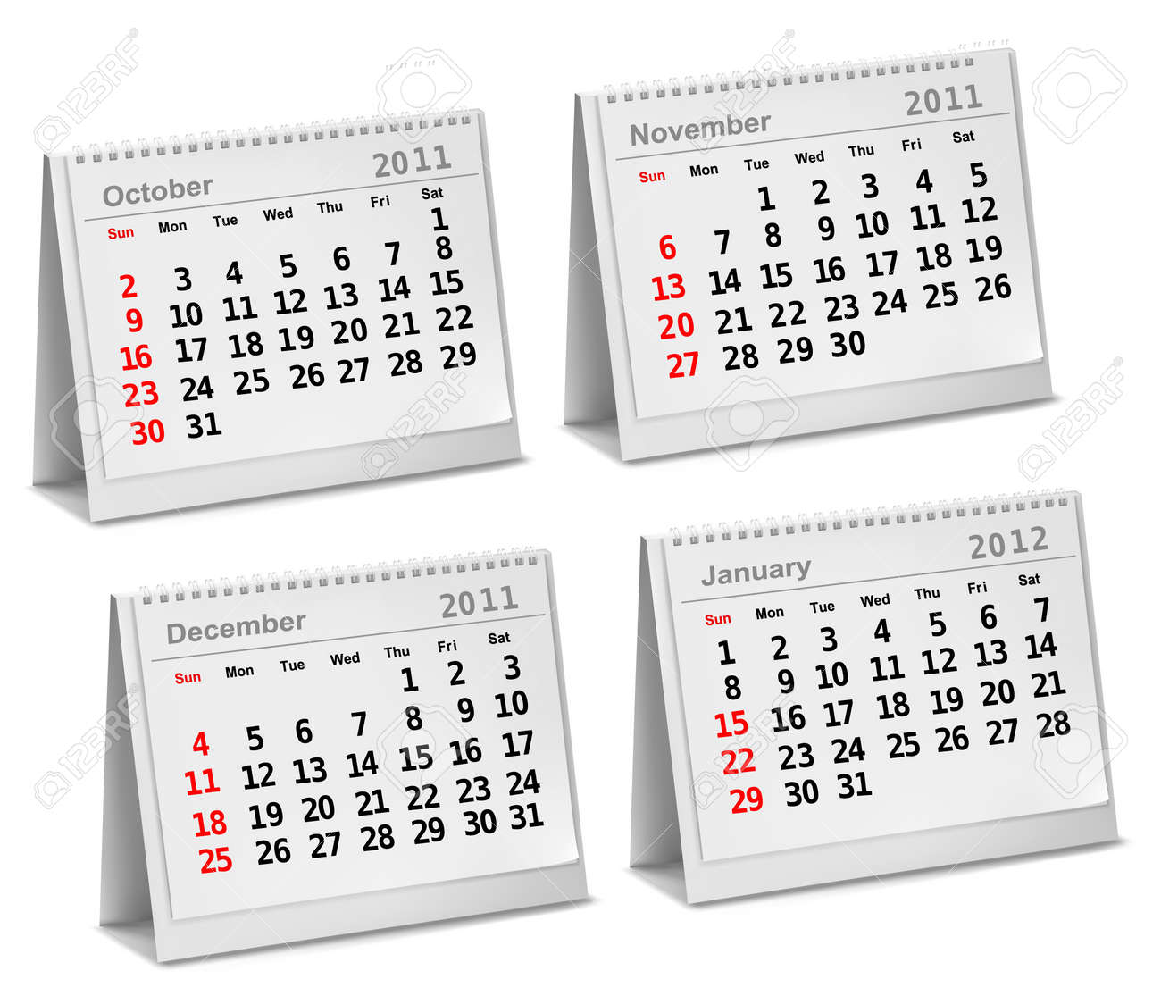 Desktop Calendar 11 October November December 12 January Royalty Free Cliparts Vectors And Stock Illustration Image
