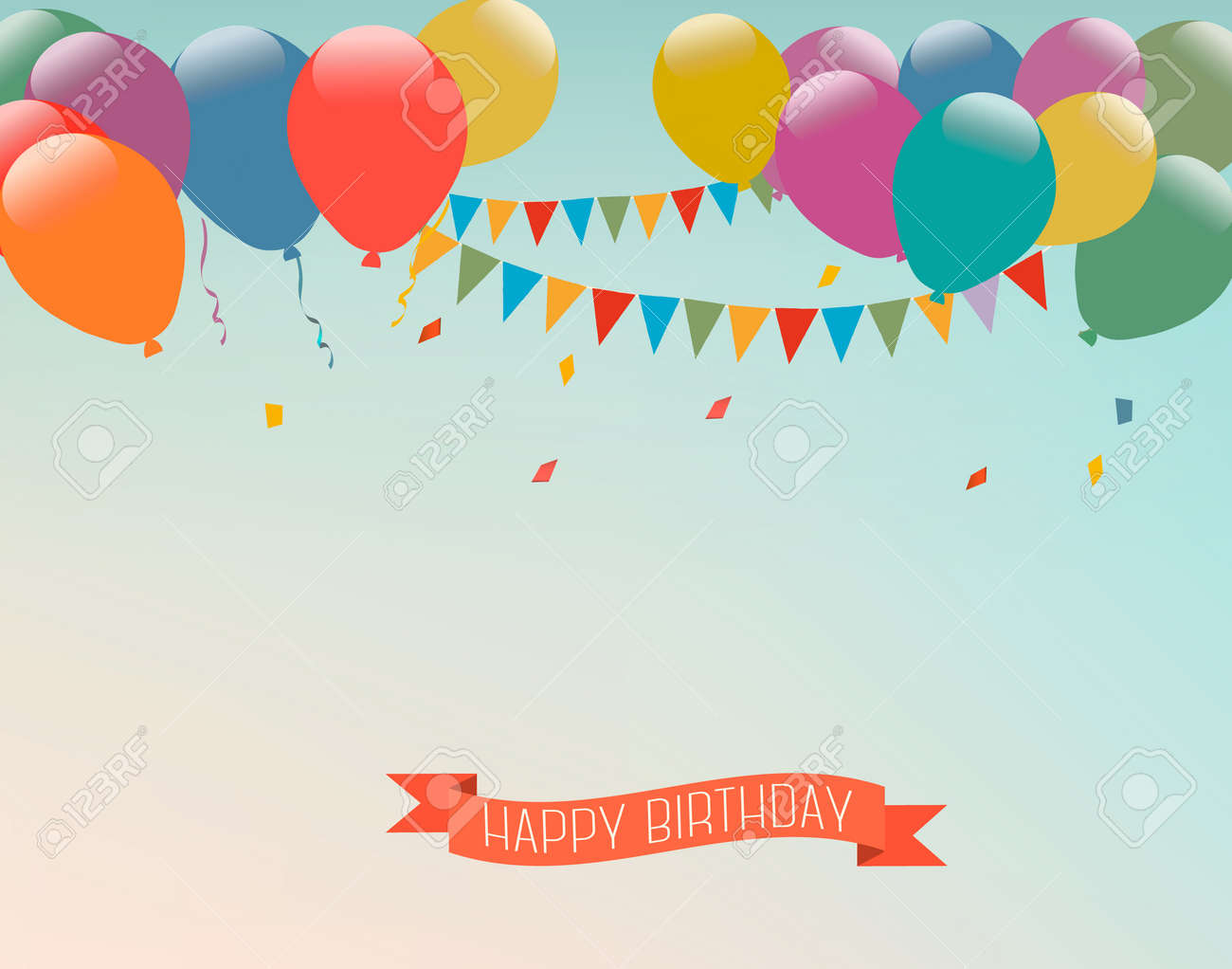 retro holiday background with colorful balloons and a happy birthday retro holiday