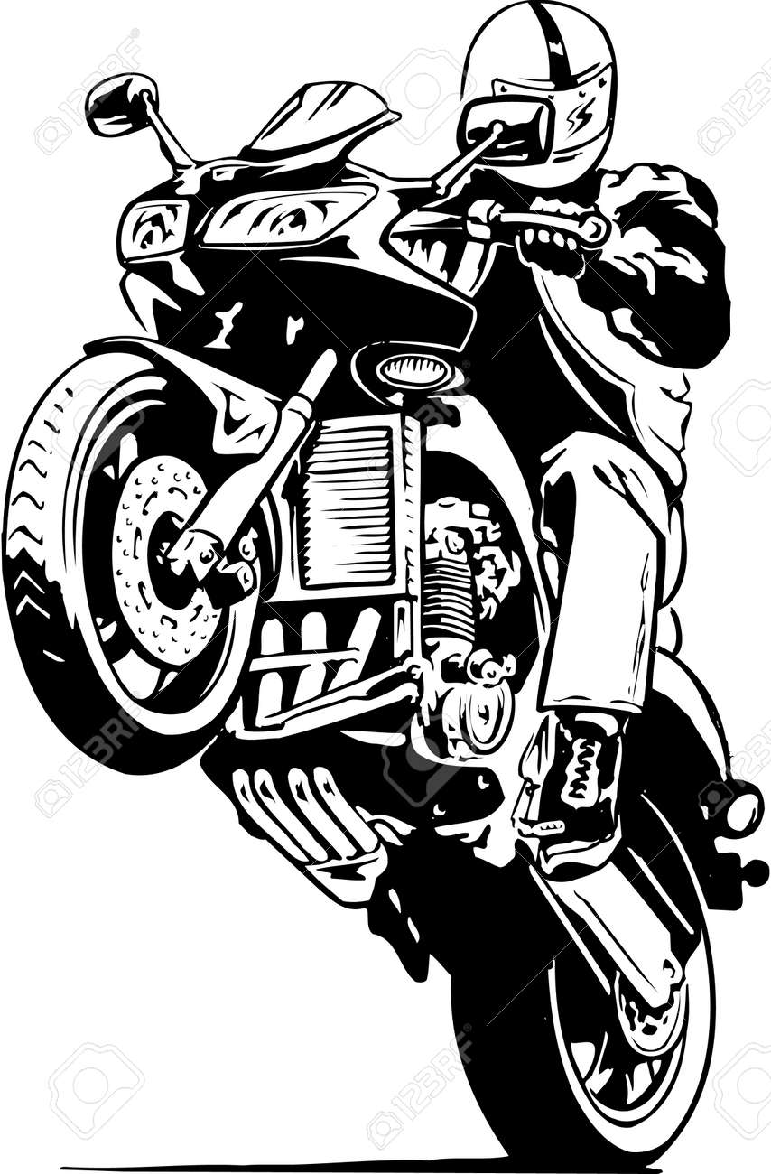 バイクのウイリー図 のイラスト素材 ベクタ Image