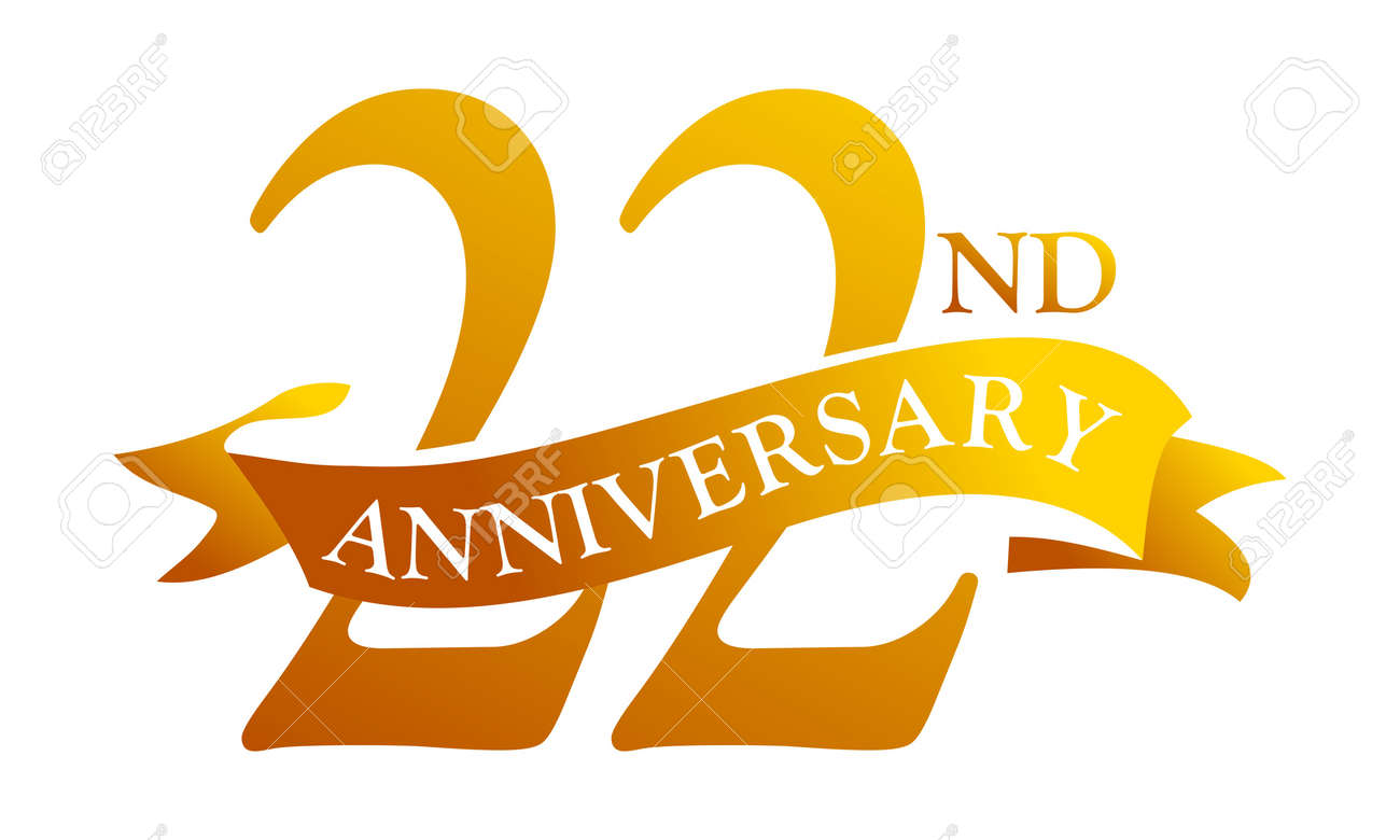 22 year ribbon anniversary vector illustration royalty free