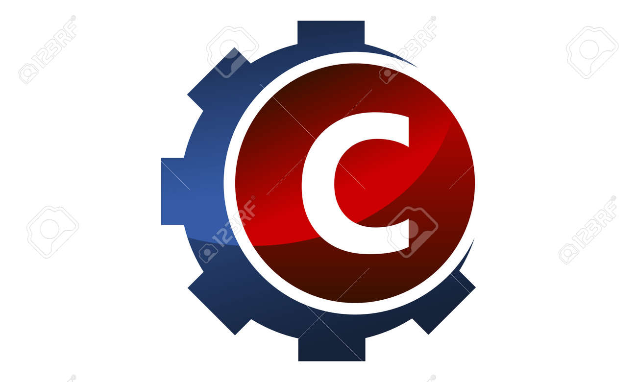 Icono De Engranaje Letra C En La Ilustración De Color