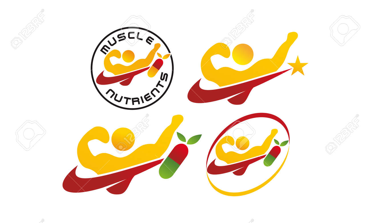 fitness gym nutrition template set for logos royalty free cliparts