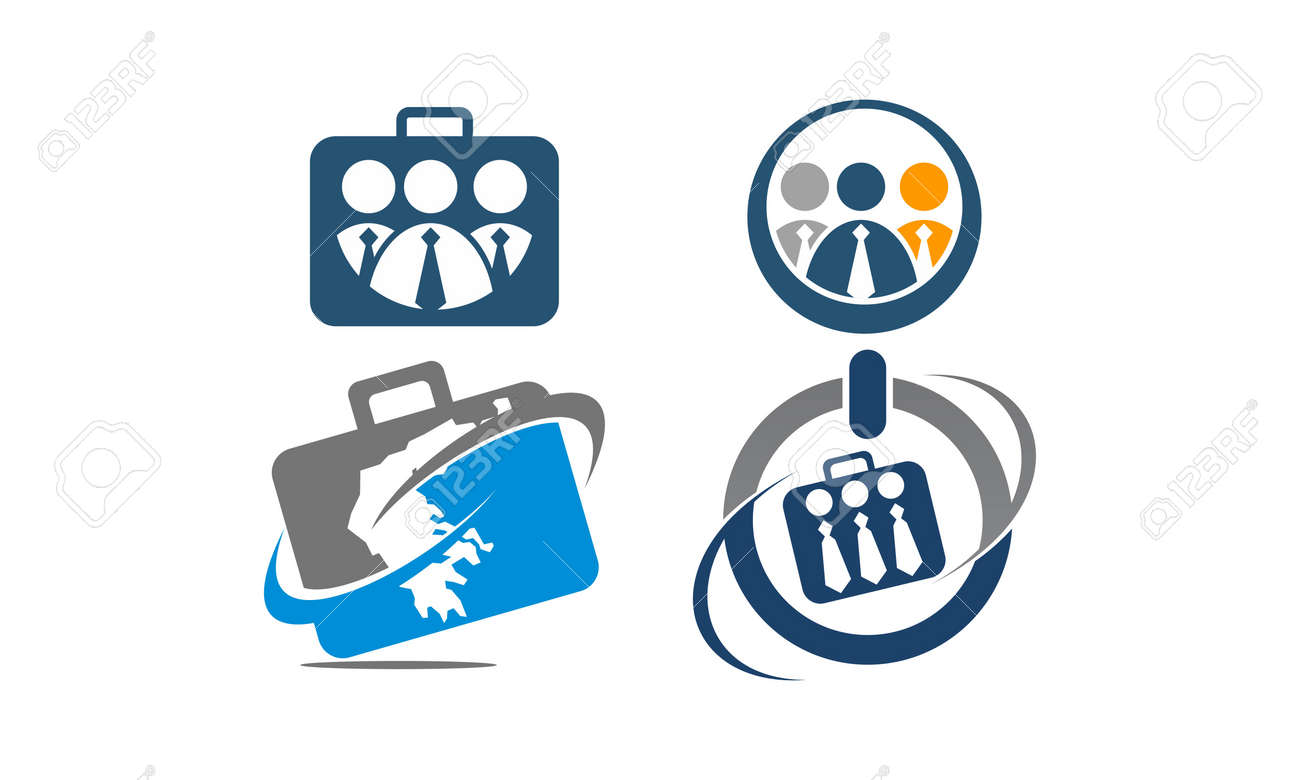global leadership teamwork solution theme logo set royalty free