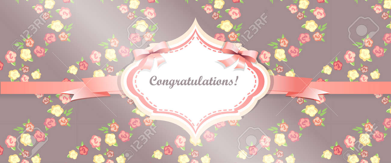 shabby chic congratulations card template for wedding invitaion
