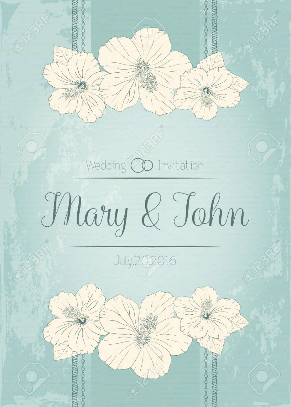 template for certificate with hibiscus flowers vector illustration