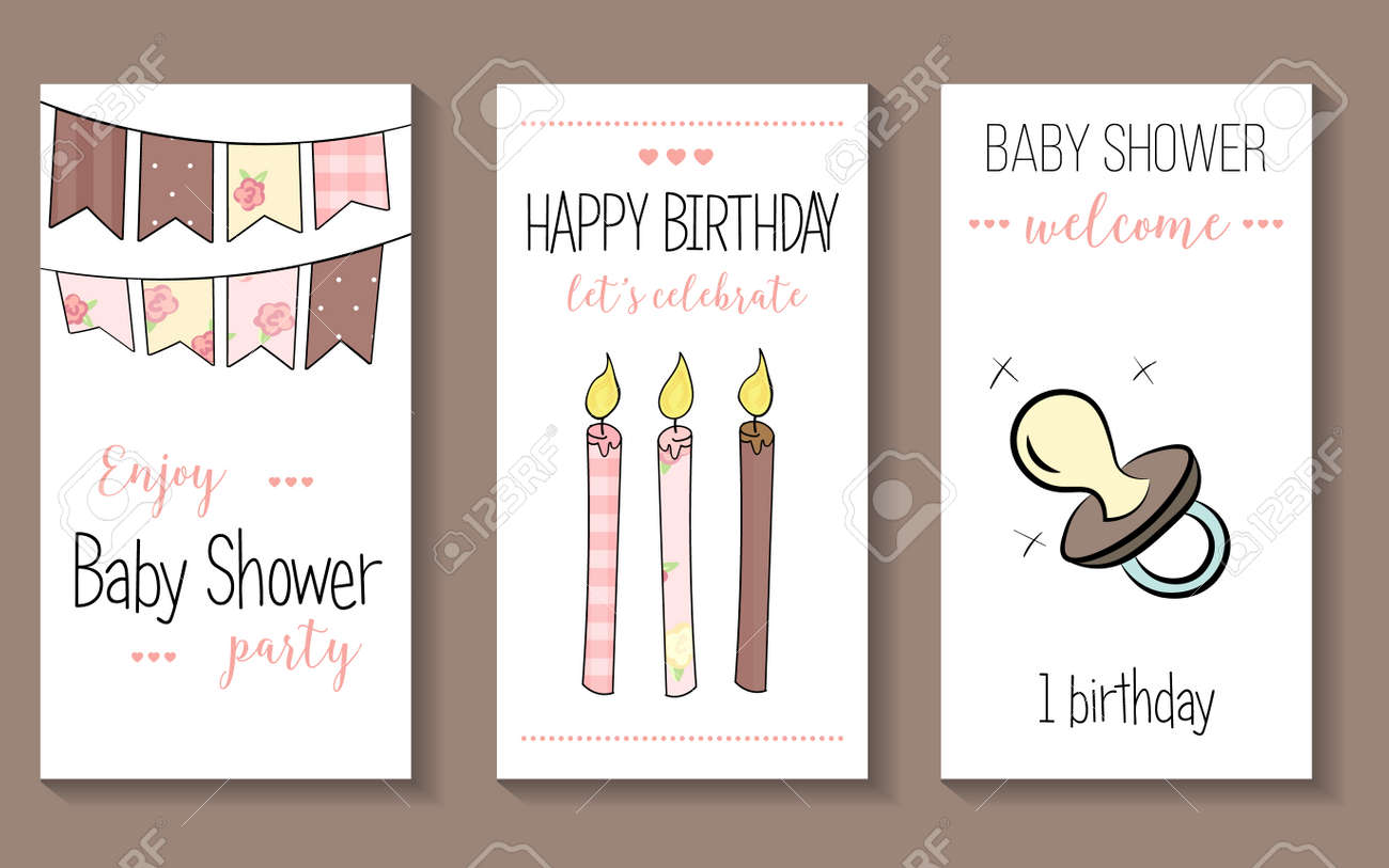 set of vector birthday party invitations or congratulation cards