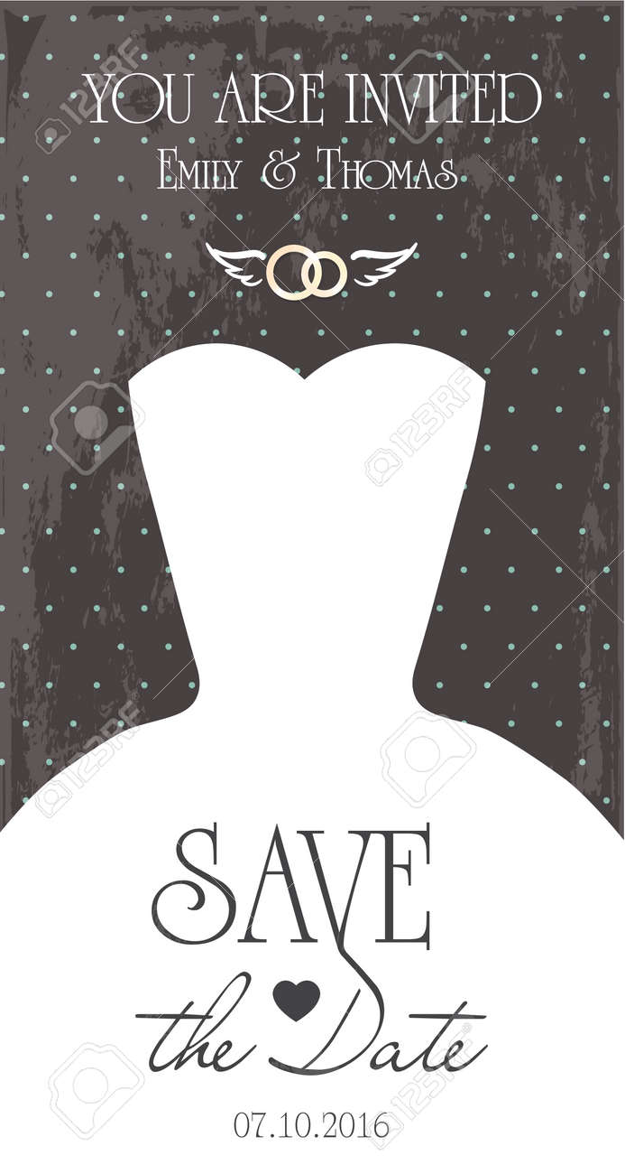 Carte De Félicitations Modèle Pour Invitation De Mariage Style Romantique Classique Annonce Réserve Cette Date Robe Blanche